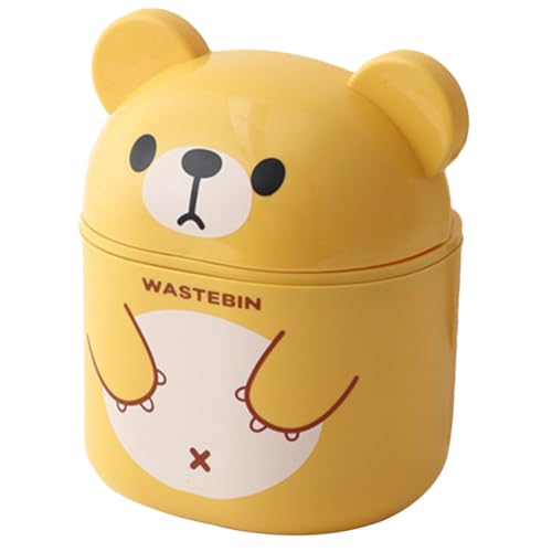 Alipis Mini Desktop Mülleimer mit Deckel Kawaii Mülltonne aus Robustem PP Geruchsneutraler Tischabfalleimer für Büro Wohnzimmer und Schlafzimmer Kreative Cartoon form Kompakt und von Alipis