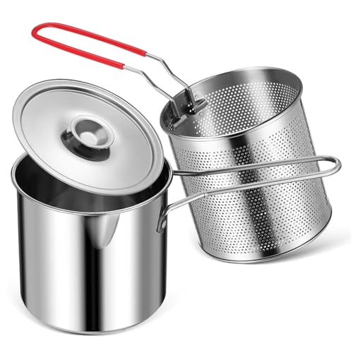 Alipis Mini Edelstahl Fritteuse mit Deckel und Feinmasch filter aus Stahl für Gesundes Frittieren Braten Kochen Vielseitiger Ölbehälter und Frittierkorb Alipis Mini Edelstahl Fritteuse mit Deckel und Feinmasch filter aus Stahl für Gesundes Frittieren Braten Kochen Vielseitiger Ölbehälter und Frittierkorb von Alipis
