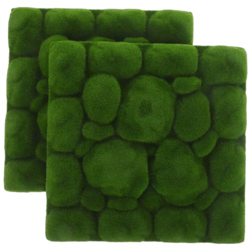 Alipis kunstmoos Moos-Wandpaneel 2 Stück Künstliches Moosbrett Künstliche Graspflanzen Stein Künstliches Wandhintergrund Simulationsmoos-Ornament Dekorative Moos-Wandfliesen Pflanzenwand Indoor 30CM von Alipis