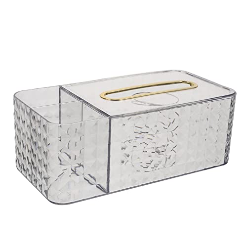 Alipis Multifunktionale Transparente Taschentuchbox mit Diamantmuster Staub Wasserfester Aufbewahrungsbehälter für Wohnzimmer und Büro Stabiler Desktop Organizer für Kosmetiktücher und von Alipis