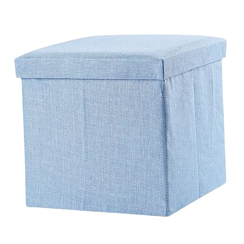 Alipis Multifunktionaler Faltbarer Aufbewahrungs Stuhl Sitzwürfel mit Stauraum Belastbar aus Stoff Hellblau Platzsparend für Wohnzimmer Kinderzimmer Spielzimmer und Flur von Alipis
