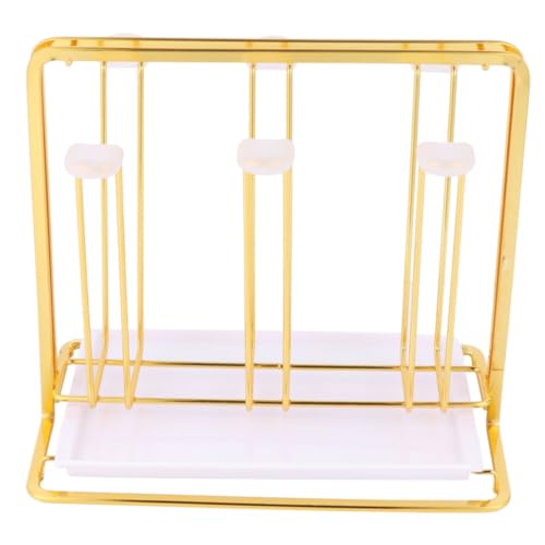 Alipis Multifunktionales Cup Drying Rack mit Haken Abnehmbarem Abtropfblech Rutschfestem für Flaschen Trinkgläser und Tassen Rostfrei Goldfarben für Küche Bar und Zuhause von Alipis