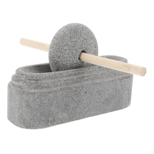 Alipis Natürlicher Steinmörser und Stößel Robuster Steinmühlstein für traditionelle Anwendungen Langlebiger Getreidemühlenstein Hygienisch und zuverlässig für Gewürze und Samen von Alipis