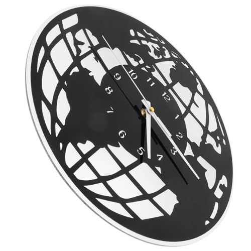 Alipis Nordic Karte Wanduhr Stummschaltung Heimuhr Haushalts Wanduhr Dekorative Hängeuhr Rustikale Wanduhr Runde Hängeuhr Retro Wanduhr Schlafzimmeruhr von Alipis