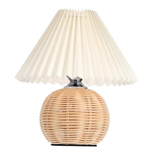 Alipis Plissee-tischlampe Nachttischlampe Plissierte Nachtlampe Wiederaufladbare Schreibtischlampe Nachtlicht Am Bett Batteriebetriebene Lampen Led-lampe Kind Nordisch Rattan-lampe Eisen von Alipis