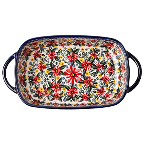 Alipis Polnische Backform Auflaufform Kochschüssel Backbleche Ofen Dekoratives Backgeschirr Rechteckiges Tablett Backofen Kuchenform Mikrowellentablett Salatteller Keramik Nachtisch von Alipis