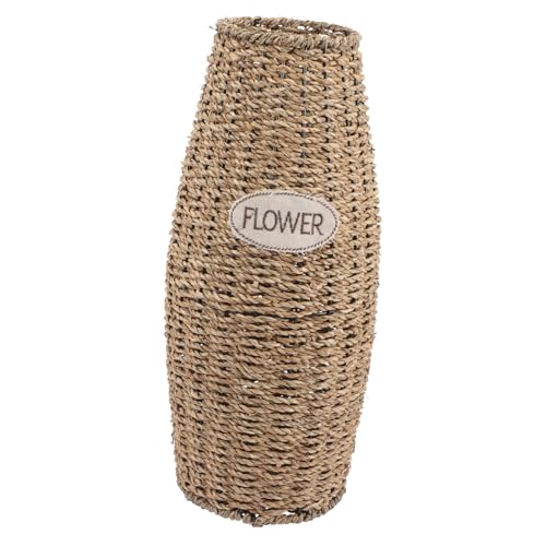 Alipis Rattan Blumenvase Bodenvase aus Hochwertigem Material Leichte Dekovase für Trockenblumen und Künstliche Pflanzen Rustikale Vase für Wohnzimmer und Büro Nordischer Stil Stabiles von Alipis