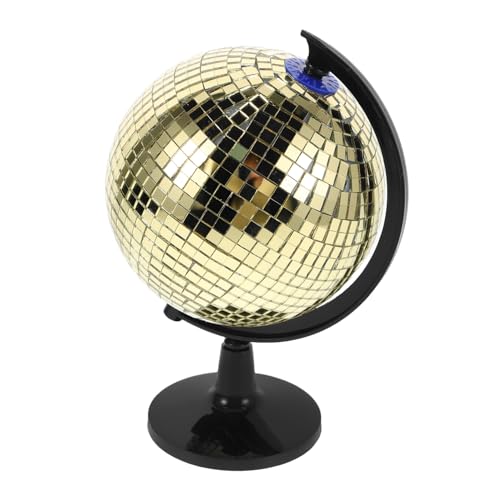 Alipis Reflektierender Goldfarbener Disco Kugel Rotierender Dekoration Schreibtisch Ornament Für Büro Party Wohnzimmer Drehbar Stilvolles Kreatives von Alipis