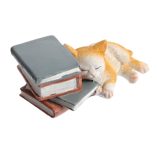 Alipis Resin Katzenfigur Deko Ornament mit Buch Design Niedliche Baumharz Skulptur für Kinderzimmer Tv Bank Schmuck Leichte und Glatte Oberfläche Einfach zu Reinigen und Tragbar von Alipis