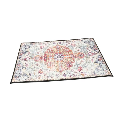 Alipis Retro Blumen Teppich Rutschfester Kurzflor Bodenteppich für Schlafzimmer Wohnzimmer Küche Vintage Design Langlebig Pflegeleicht Dekorativ von Alipis