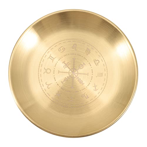 Alipis Runde Metall-kerzenplatte mit Tarot-Motiv Stabiler Kupfer-kerzenhalter für Zeremonien und Meditationsrituale Multifunktionales Altar-tablett für Spirituelle Dekoration und von Alipis