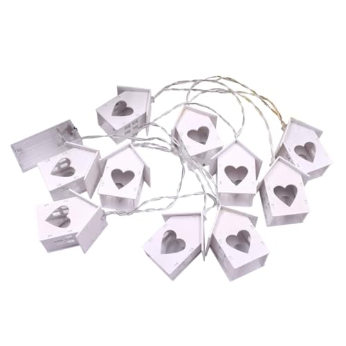 Alipis Lichterkette Herz Holz 2m 10 LED Warmweiß Dekolichterkette für Weihnachten Hochzeit Schlafzimmer Wanddekoration Garten Party Tischdekoration Laternenpfahl Schmücken von Alipis