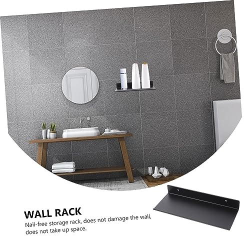 Alipis Schwarzes Badezimmer Wandregal ohne Bohren Rostfreies Wasserdichtes Aufbewahrungsregal für Bad Küche und Sundries Platzsparend und Wandmontiert von Alipis