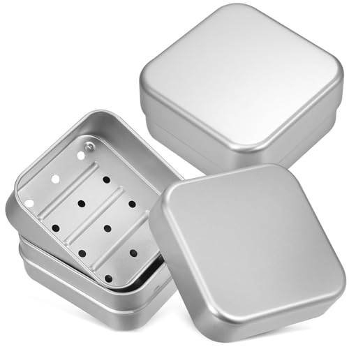 Alipis Seifenkiste Aluminium-Seifenetuis Herren-Rasierseifenkiste Mit Abflusssieb Seifenhalter Reisebehälter Seifenschale 2 Stück von Alipis