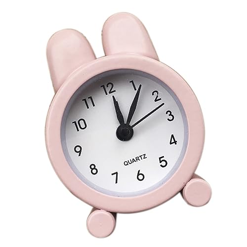 Alipis 1Stück Kaninchen Ohr Analogwecker Rosa Leise Tischuhr für Schlafzimmer und Studenten Dekorative Nachttischuhr Einfache Handhabung für Wohnaccessoires von Alipis