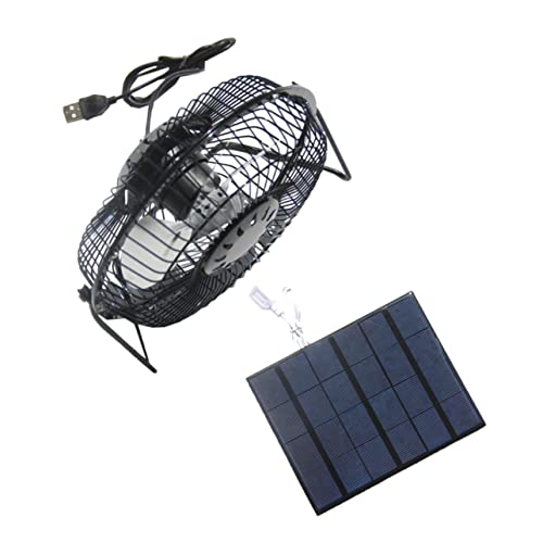 Alipis Solarbetriebener USB mit Solarpanel Leiser Mini Tischventilator Drehbar für Hühnerhaus Gewächshaus Camping und Haustierbelüftung von Alipis