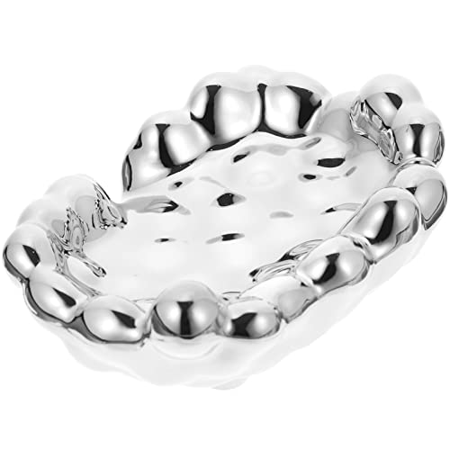 Alipis Speicherhalter Seifenschale Wolken Seifendose Selbstentleerende Seifenhalter Porzellan Seifenablage Seifenbehälter Seifenbox Seifenkiste Schwammhalter für Küche Badezimmer Silber von Alipis