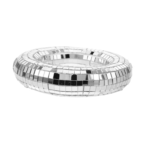 Alipis Spiegel-Disco-Kugel Weihnachtsbaumhänger aus Glas Silber Raffinierte Handwerkskunst Spiegelnde Oberfläche Stilvolle Christbaumschmuck-Dekoration für Party Hochzeit Festtagsdekor von Alipis