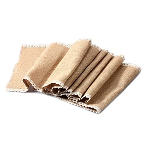 Alipis Tischläufer Aus Jute Mit Spitzenmuster Für Hochzeiten Partys Und Festliche Anlässe Rustikaler Landhausstil Tischdecke Pflegeleicht Und Waschbar von Alipis