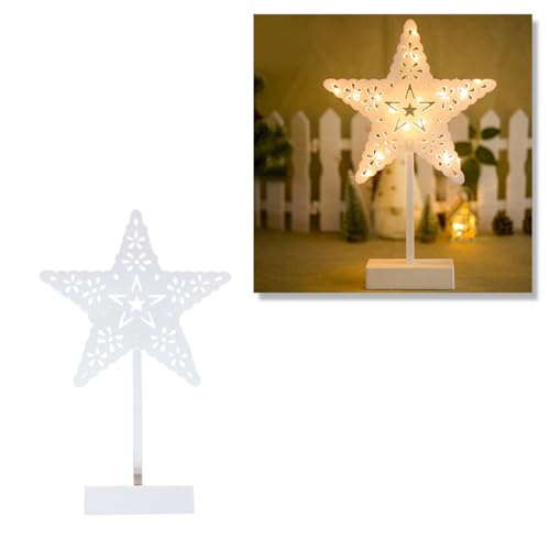 Alipis Tischplatte mit fünfzackigem Stern Tischstern mit Lichtern Schreibtischaufsatz weihnachtsdeko Dekor Weihnachtsbeleuchtung Weihnachten schmücken Modellierlicht Weiß von Alipis