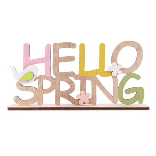 Alipis -Tischschilder Aus Holz Mit Englischen Buchstaben Zum Basteln „Hallo Frühling“-Schild „Frühling“ Freistehende Tischplatte Singt Für Den Urlaub von Alipis