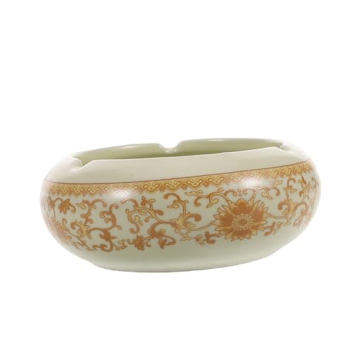 Alipis Keramik-aschenbecher Tragbar Für Zuhause Und Schreibtisch Runder Stylischer Halter Mit Japanischer Ästhetik Saubere Innenseite Für Raucher von Alipis