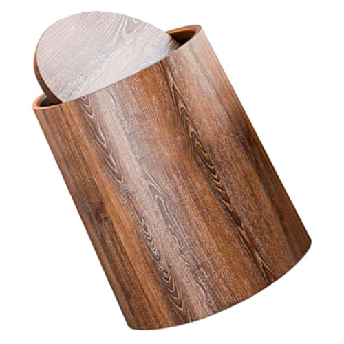 Alipis Vintage-Mülleimer mit Schwingdeckel: Mülltonne aus Holzimitat Runder Papierkorb aus Holz Mülleimer Mülleimer Müllcontainer für unter Dem Schreibtisch in Der Küche im Schlafzimmer von Alipis