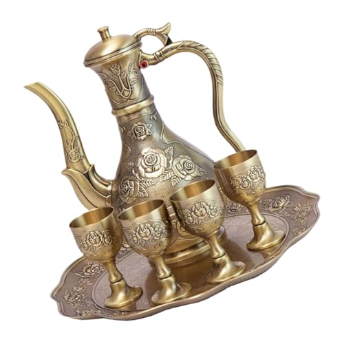 Alipis Vintage Türkisches Kaffee Teeservice Set mit Geprägtem Metall-kaffeekännchen Bronze-finish Tablett und Gläsern Stilvolle Bar Tischdekoration für Feierlichkeiten Alipis Vintage Türkisches Kaffee Teeservice Set mit Geprägtem Metall-kaffeekännchen Bronze-finish Tablett und Gläsern Stilvolle Bar Tischdekoration für Feierlichkeiten von Alipis