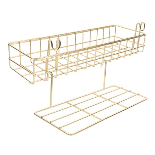 Alipis 2stücke -organizer Mit Goldenen Drahtkörben Montierte Ausstellungsregale Gitterkorb Mit Haken Für Gitterplatten Für Arbeitskabinen Aufbewahrungsregal Für Wanddekoration von Alipis