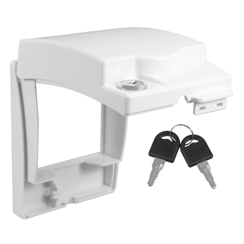 Alipis Wasserdichte Steckdosenbox Weiß mit Integriertem Spritzschutz und Schloss Recessed Wandmontage für Badezimmer Küche und Schlafzimmer Sicherheitsabdeckung Kunststoff von Alipis