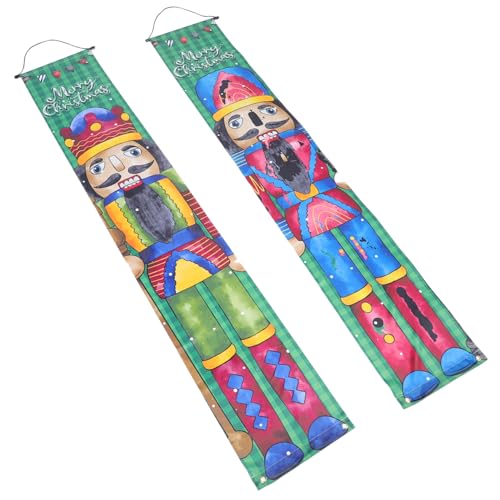 Alipis Weihnachtsbanner Nutcracker Soldat Türdeko Outdoor Wetterfest Weihnachtsdekoration Haustür Garten Festliche Couplet für Party von Alipis