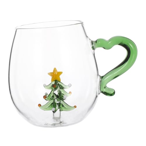 Alipis Weihnachtsglas mit Figur Weihnachtsbaum Motiv Glasbecher für Heiße Kalte Getränke Multifunktional Transparent Festliche Geschenkidee von Alipis