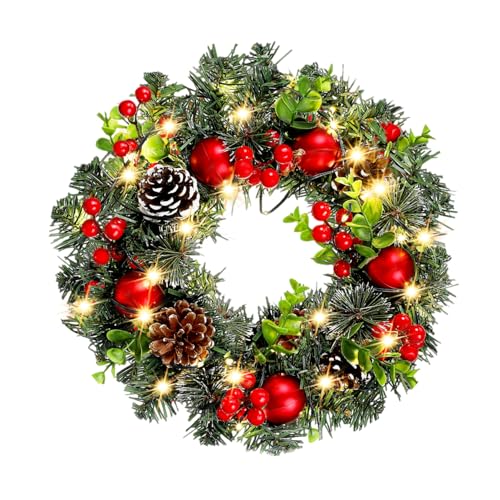 Alipis Weihnachtskranz PVC mit LED Beeren Lichterkette Weihnachtsdeko zum Aufhängen Party und Haustürdekoration für Festliche Xmas Atmosphäre Alipis Weihnachtskranz PVC mit LED Beeren Lichterkette Weihnachtsdeko zum Aufhängen Party und Haustürdekoration für Festliche Xmas Atmosphäre von Alipis