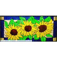 Drei Sonnenblumen Im Rahmen Handbemalte Fensterklammer - Holen Sie Sich Den Look Von Buntglas | Ref 1017 Handgefertigt Ali Es Craft Studio von AlisCraftStudio