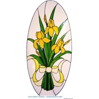 Große Iris Ovale Handbemalte Fensterklammer - Get The Look Of Stained Glass | Ref 869 Handarbeit Von Ali Es Craft Studio von AlisCraftStudio