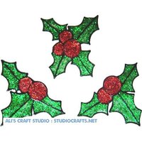 Kleines Holly Leaves Set Handbemalte Fensterklammer - Get The Look Of Stained Glass | Ref 938 Handarbeit Von Ali Es Craft Studio von AlisCraftStudio