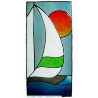 Segelboot Handbemalte Fensterfolie - Holen Sie Sich Das Aussehen Einer Buntglasplatte | Ref 943 Handgefertigt Von Ali's Craft Studio von AlisCraftStudio