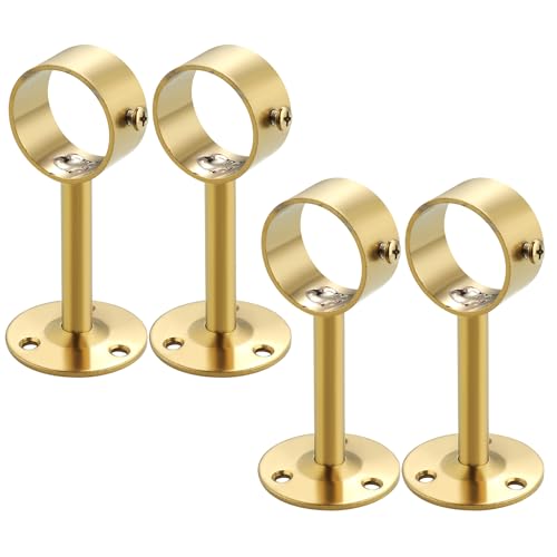Alise Gardinenstangenhalter mit Einstellschraube, 32 mm Durchmesser, Edelstahl-Schrankstangenhalter, Wandhalterung, Deckenmontage, Duschvorhangstangen, Halterungen für Badezimmer-Vorhang, goldfarben von Alise