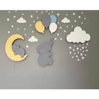 4Er Set Kinderzimmer Wandlampe, Namens Auf Wolken Lampe, Elefant, Mond Und Luftballons Licht Set, Geschenk Für Neugeborene von AlishPlace