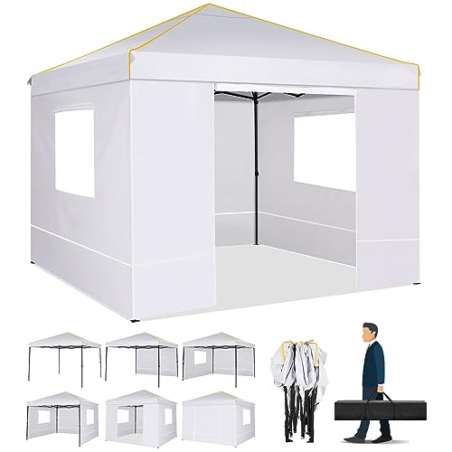 Alishebuy Pavillon 3x3 Wasserdicht Stabil Faltpavillon 3x3m Profi mit 4 Seitenteilen Gartenpavillon Faltbar Partyzelt Sonnenschutz für Terrasse,Garten, Festival, UV-Schutz 50+, Weiß von Alishebuy