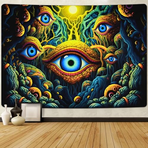 Alishomtll Auge Wandteppich, Sonne Wandteppich, Gelb Grün Auge Wandbehang, Ästhetischer Stil Gothic Wandteppich, Schlafzimmer Home Decor Wandtuch, 210x150cm von Alishomtll