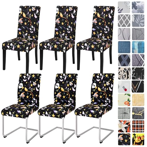 Alishomtll Halloween Stretch Stuhlhussen 6er Set Stuhlbezug Schwingstuhl Elastische Stuhlhussen Abnehmbarer Waschbarer Stühle Schutz Urlaubsdekoration für Esszimmer Bankett (Schwarze Katze, 6 Stück) Alishomtll Halloween Stretch Stuhlhussen 6er Set Stuhlbezug Schwingstuhl Elastische Stuhlhussen Abnehmbarer Waschbarer Stühle Schutz Urlaubsdekoration für Esszimmer Bankett (Schwarze Katze, 6 Stück) von Alishomtll