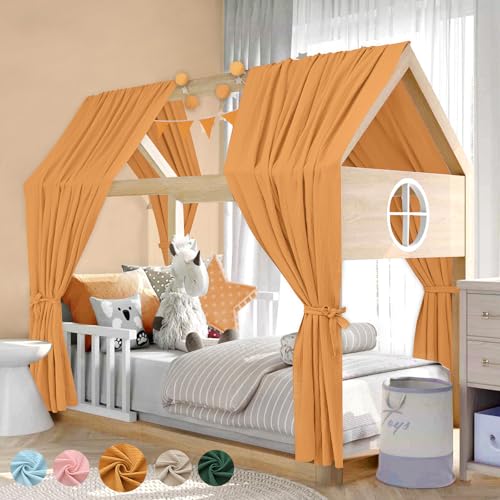 Alishomtll Hausbett Himmel Deko Set, 2 Betthimmel Hausbett aus 100% Baumwolle Musselin, 1 Wimpelkette 300cm, Kinderbett Baldachin Stoffhimmel für Mädchen Jungen Kinderzimmer, 67x320cm Senfgelb Alishomtll Hausbett Himmel Deko Set, 2 Betthimmel Hausbett aus 100% Baumwolle Musselin, 1 Wimpelkette 300cm, Kinderbett Baldachin Stoffhimmel für Mädchen Jungen Kinderzimmer, 67x320cm Senfgelb von Alishomtll