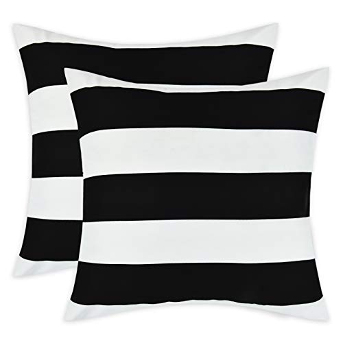 Alishomtll 2er Set Streifen Kissenbezug Kissenhülle Weiche Dekorative Kissenbezüge Set Zierkissenbezüge mit Reißverschluss für Sofa Schlafzimmer 45x45 cm, Schwarz Weiß von Alishomtll