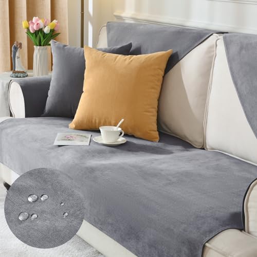 Alishomtll Sofabezug 1/2/3/4 Sitzer, Universelle Wasserdicht Sofa Überzug Ecksofa, L Form Couch Überzug, Hund Katze Anti-rutsch Sofaüberwurfe Sofaschoner für Wohnzimmer (Dunkelgrau, 110x180cm) von Alishomtll