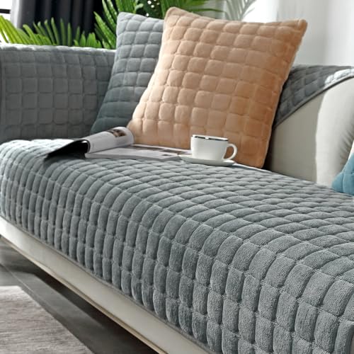 Alishomtll Sofabezug 1/2/3/4 Sitzer, Weich Universelle Sofaschoner Sofa Überzug, L Form Couch Überzug, Hund Katze Anti-rutsch Sofaüberwurfe Sofaschoner für Wohnzimmer (Grau, 90x160cm) von Alishomtll