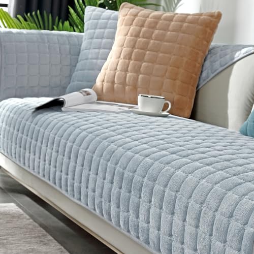 Alishomtll Sofabezug 1/2/3/4 Sitzer, Weich Universelle Sofaschoner Sofa Überzug, L Form Couch Überzug, Hund Katze Anti-rutsch Sofaüberwurfe Sofaschoner für Wohnzimmer (Silbergrau, 90x240cm) von Alishomtll