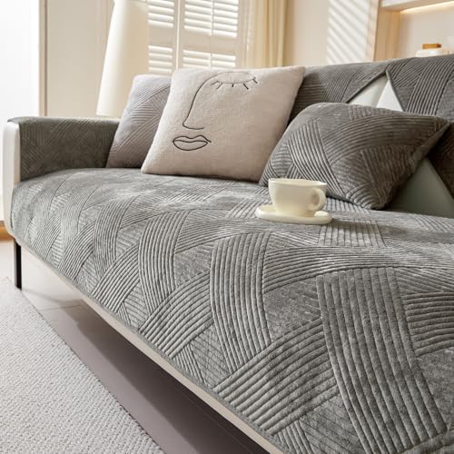 Alishomtll Sofabezug Ecksofa 1/2/3/4 Sitzer, Sofaschoner L Form Couch Überzug, Universelle rutschfeste Sofa Überzug, Hund Katze Waschbar Sofaüberwurfe Sofadecke für Wohnzimmer, Dunkelbraun 70x150cm von Alishomtll