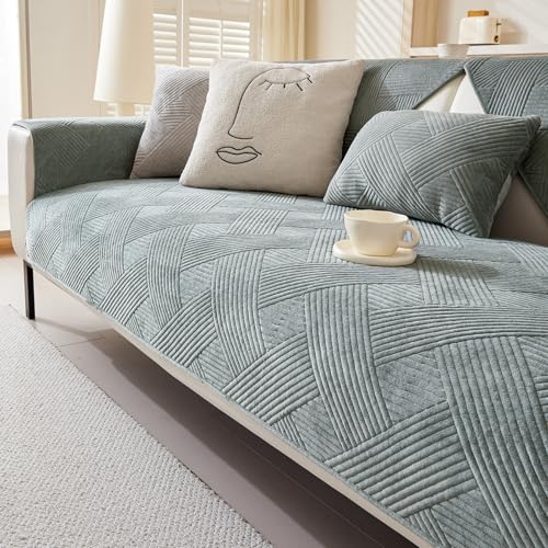 Alishomtll Sofabezug Ecksofa 1/2/3/4 Sitzer, Sofaschoner L Form Couch Überzug, Universelle rutschfeste Sofa Überzug, Hund Katze Waschbar Sofaüberwurfe Sofadecke für Wohnzimmer, Dunkelgrau 70x180cm von Alishomtll