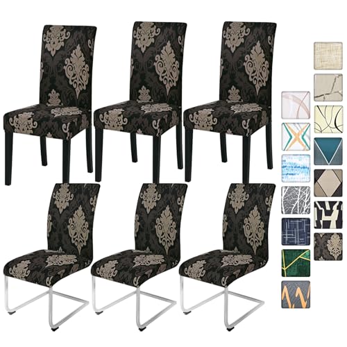 Alishomtll Stretch Stuhlbezug 6er Set Stuhlhussen Schwingstuhl Elastische Stuhlhussen Abnehmbarer Waschbarer Esszimmerstühle Bezüge für Restaurant Hotel Bankett (Braun, 6 Stück) von Alishomtll
